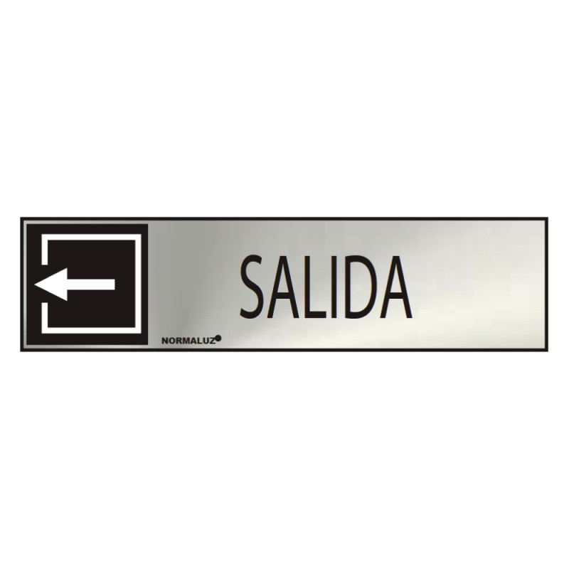 Cartel informativo "salida" (inox adhesivo 0.8mm) 5x20cm normaluz Cartel informativo "salida" (inox adhesivo 0.8mm) 5x20cm normaluz
