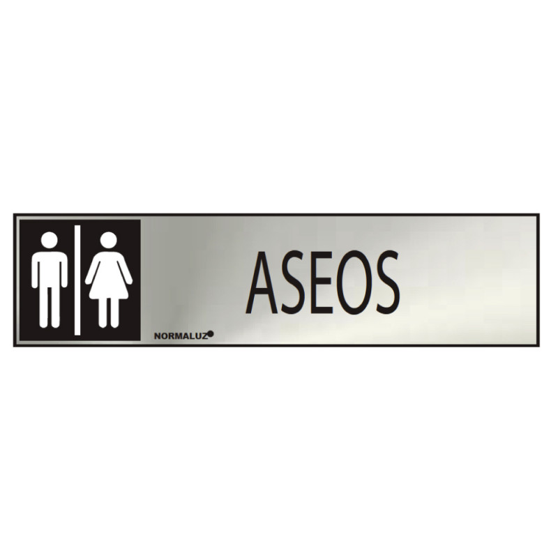 Cartel informativo "aseos" mixto (inox adhesivo 0.8mm) 5x20cm normaluz Cartel informativo "aseos" mixto (inox adhesivo 0.8mm) 5x20cm normaluz