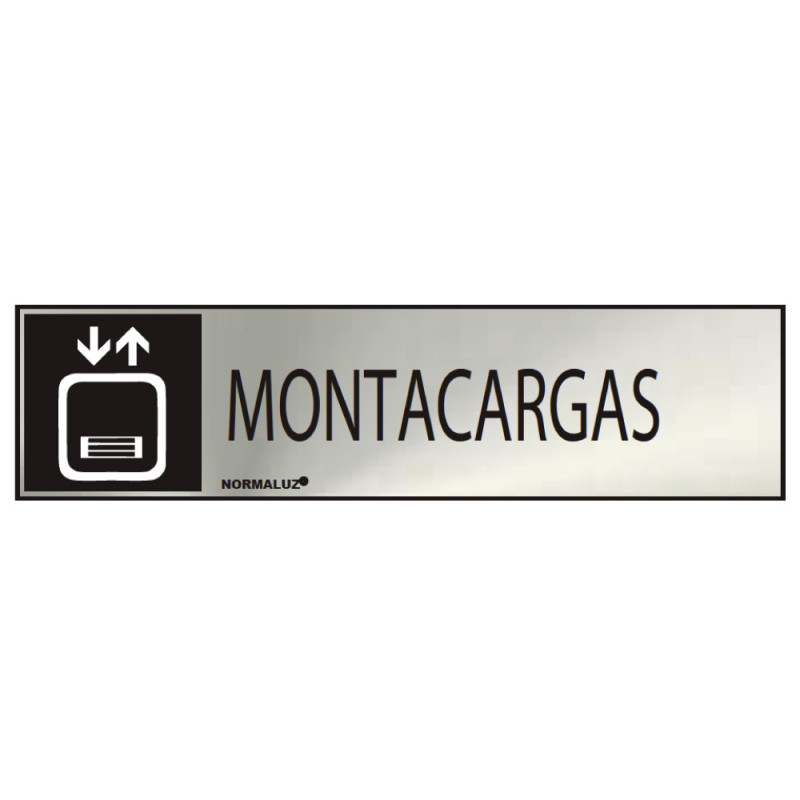 Cartel informativo "montacargas" (inox adhesivo 0.8mm) 5x20cm normaluz Cartel informativo "montacargas" (inox adhesivo 0.8mm) 5x20cm normaluz