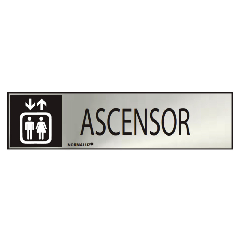Cartel informativo "ascensor" (inox adhesivo 0.8mm) 5x20cm normaluz Cartel informativo "ascensor" (inox adhesivo 0.8mm) 5x20cm normaluz