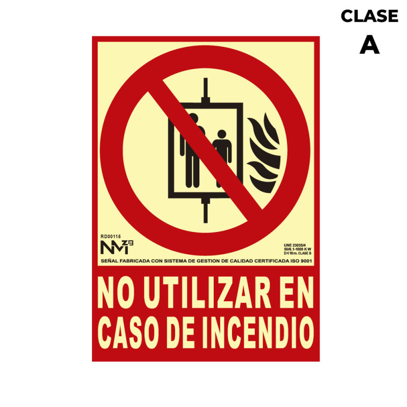 Cartel de extinción "no utilizar en caso de incendio" clase a (pvc 1mm) 21x30cm normaluz Cartel de extinción "no utilizar en caso de incendio" clase a (pvc 1mm) 21x30cm normaluz