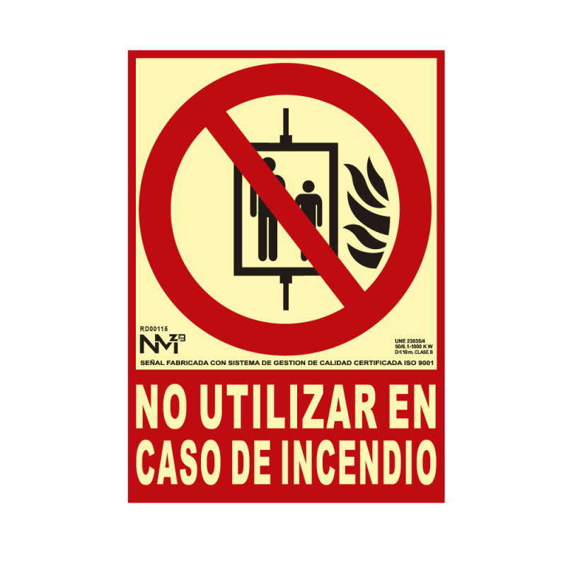 Cartel de extinción "no utilizar en caso de incendio" clase b (pvc 0,7mm) 21x30cm normaluz Cartel de extinción "no utilizar en caso de incendio" clase b (pvc 0,7mm) 21x30cm normaluz