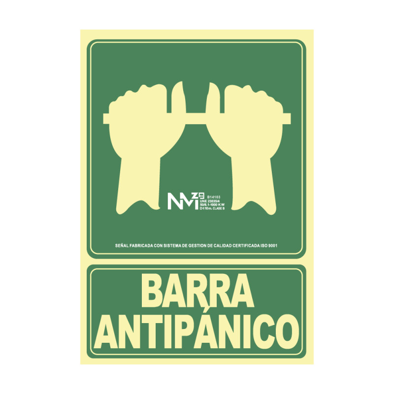 Cartel de evacuación "empujar barra para abrir puerta" clase b (pvc 0,7mm) 22.4x30cm normaluz Cartel de evacuación "empujar barra para abrir puerta" clase b (pvc 0,7mm) 22.4x30cm normaluz