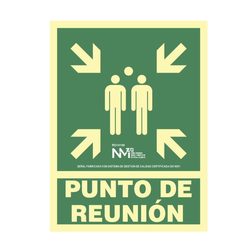 Cartel de evacuación "punto de reunion" clase b (pvc 0,7mm) 22.4x30cm normaluz Cartel de evacuación "punto de reunion" clase b (pvc 0,7mm) 22.4x30cm normaluz
