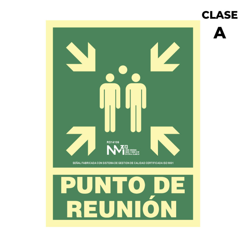 Cartel de evacuación "punto de reunion" clase a (pvc 1mm) 22.4x30cm normaluz Cartel de evacuación "punto de reunion" clase a (pvc 1mm) 22.4x30cm normaluz