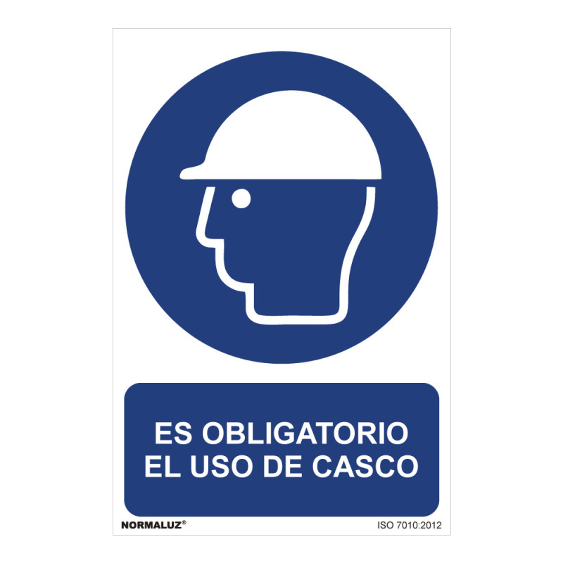 Cartel "es obligatorio el uso de casco" (pvc 0,7mm) 30x40cm normaluz Cartel "es obligatorio el uso de casco" (pvc 0,7mm) 30x40cm normaluz