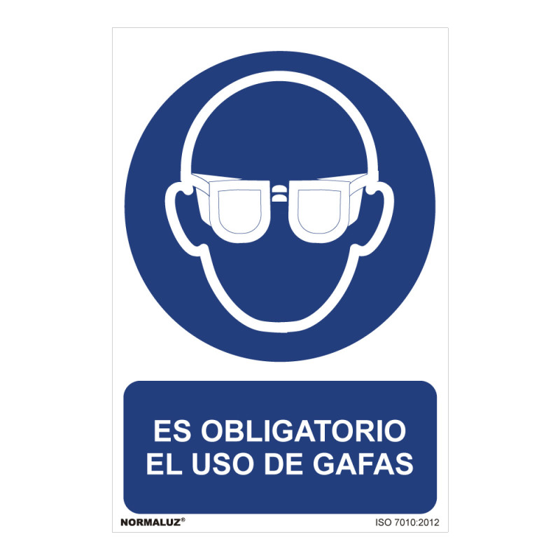 Cartel "es obligatorio el uso de gafas" (pvc 0,7mm) 30x40cm normaluz Cartel "es obligatorio el uso de gafas" (pvc 0,7mm) 30x40cm normaluz