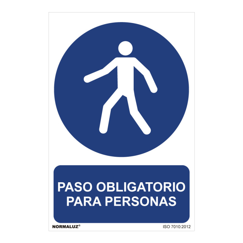 Cartel "paso obligatorio para personas" (pvc 0,7mm) 30x40cm normaluz Cartel "paso obligatorio para personas" (pvc 0,7mm) 30x40cm normaluz