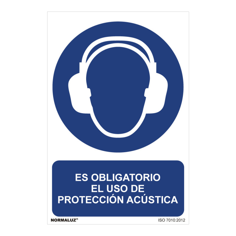 Cartel "es obligatorio el uso de proteccion acustica" (pvc 0,7mm) 30x40cm normaluz Cartel "es obligatorio el uso de proteccion acustica" (pvc 0,7mm) 30x40cm normaluz