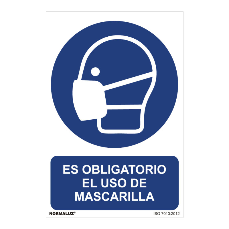 Cartel "es obligatorio el uso de mascarilla" (pvc 0,7mm) 30x40cm normaluz Cartel "es obligatorio el uso de mascarilla" (pvc 0,7mm) 30x40cm normaluz