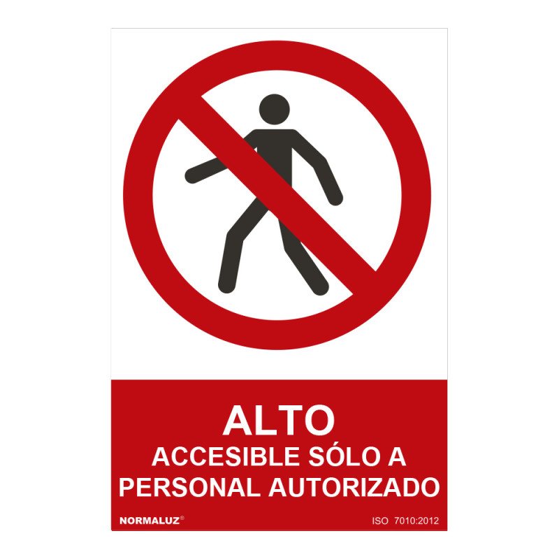 Cartel "alto-accesible solo a personal autorizado" (pvc 0,7mm) 30x40cm normaluz Cartel "alto-accesible solo a personal autorizado" (pvc 0,7mm) 30x40cm normaluz