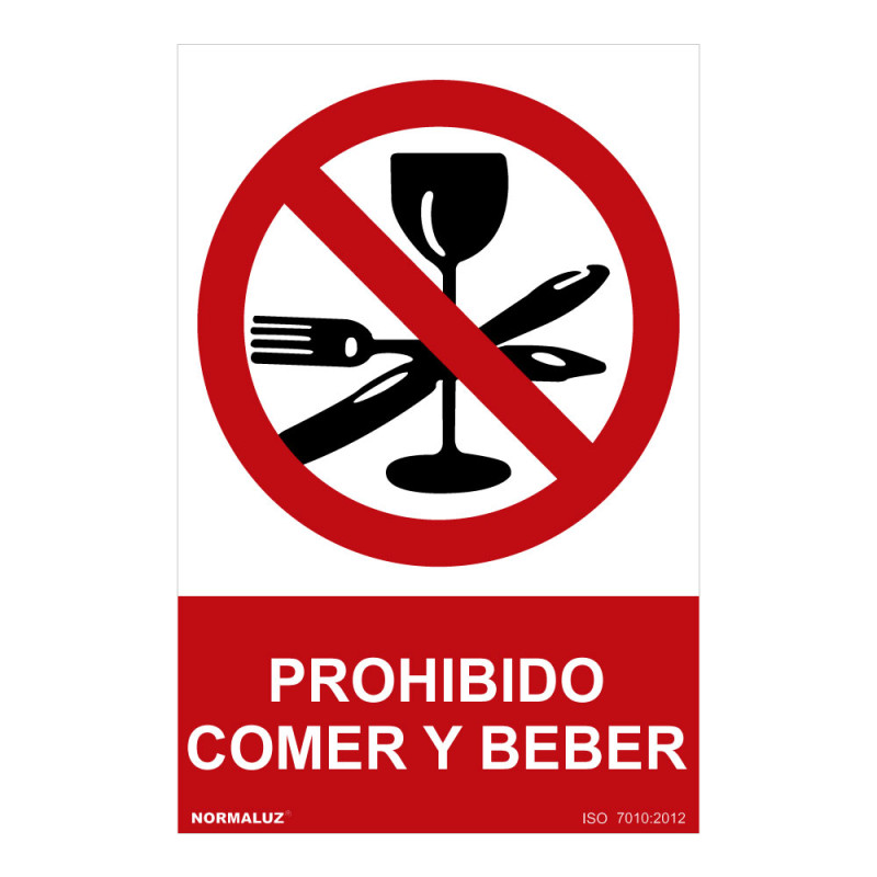 Señal prohibido "prohibido comer y beber" (pvc 0.7mm) 30x40cm Señal prohibido "prohibido comer y beber" (pvc 0.7mm) 30x40cm