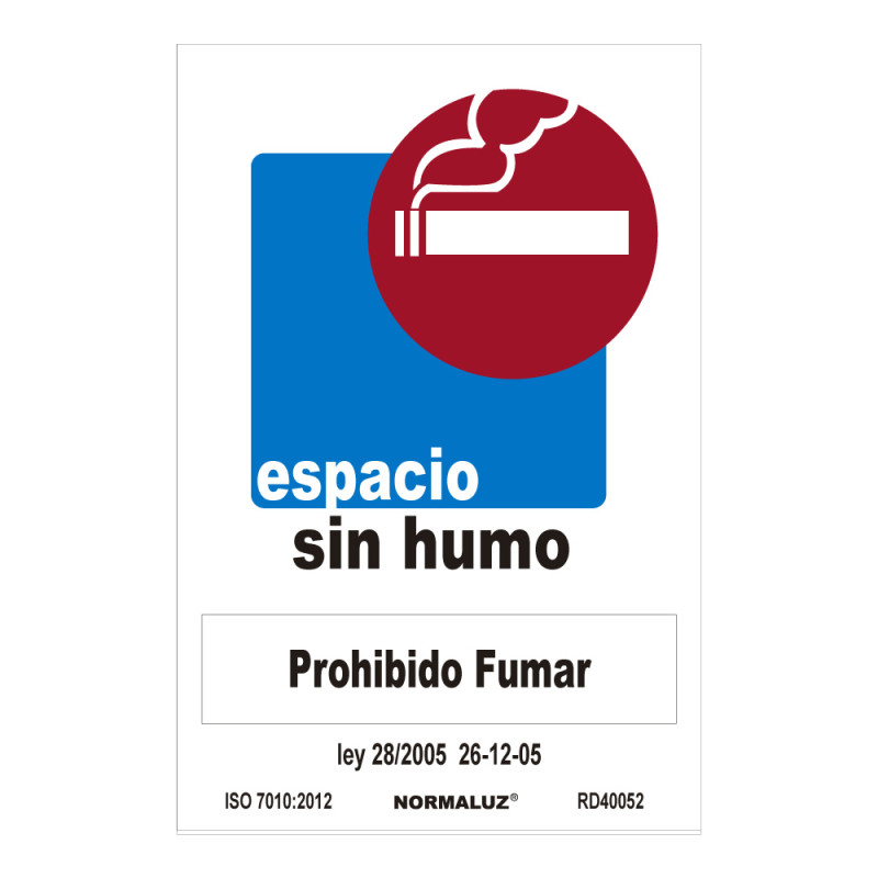 Cartel "espacio sin humo-prohibido fumar" (pvc 0,7mm) 30x40cm normaluz Cartel "espacio sin humo-prohibido fumar" (pvc 0,7mm) 30x40cm normaluz