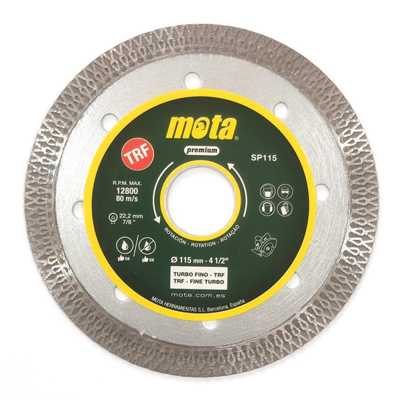 Disco diamantado turbo fino trf ø115mm 4-1,2" spø115 mota Disco diamantado turbo fino trf ø115mm 4-1,2" spø115 mota