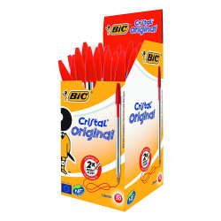Pack 50 unid. bolígrafos bic cristal rojo