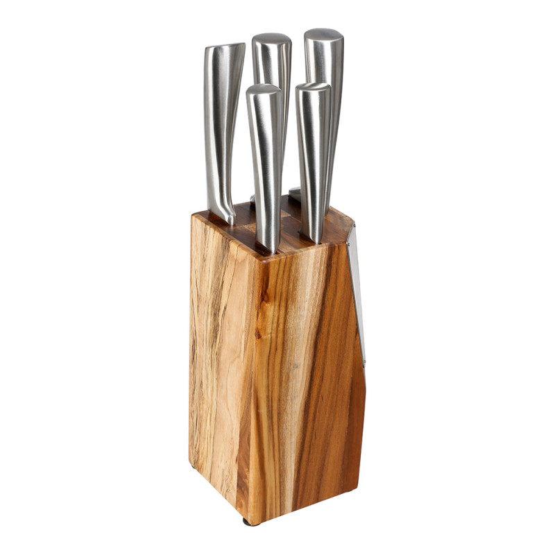 Bloque con 5 cuchillos de madera de acacia modelo black menu Bloque con 5 cuchillos de madera de acacia modelo black menu
