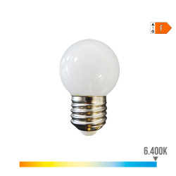Bombilla esferica led e27 1,5 w 130 m 6400 k luz fria ø45 x 69 mm