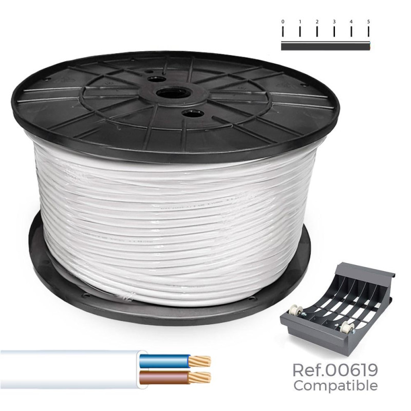 Manguera plana h03vvh2-f 2 x 0,75 mm² blanca, 700 m. (bobina grande) Manguera plana h03vvh2-f 2 x 0,75 mm² blanca, 700 m. (bobina grande)
