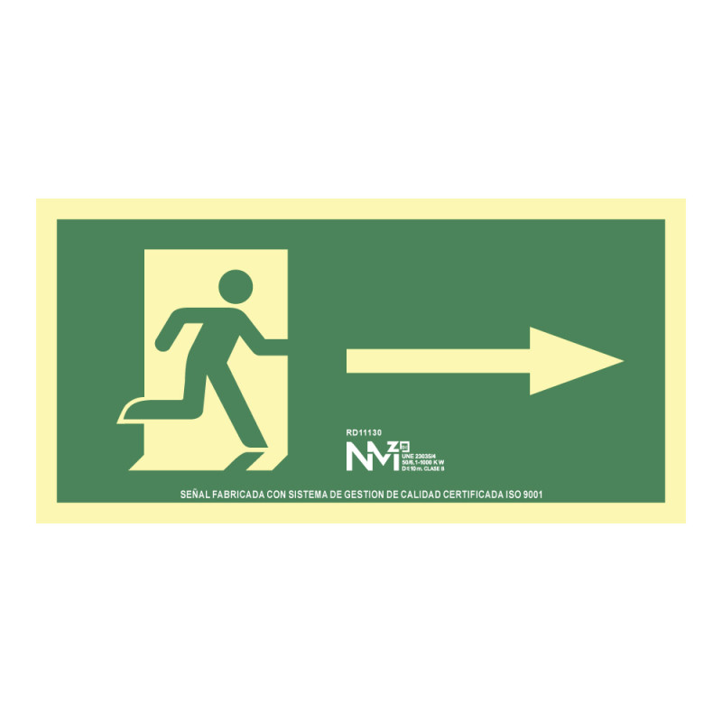 Cartel de evacuación flecha derecha (pvc 1mm) clase a 32x16cm normaluz Cartel de evacuación flecha derecha (pvc 1mm) clase a 32x16cm normaluz
