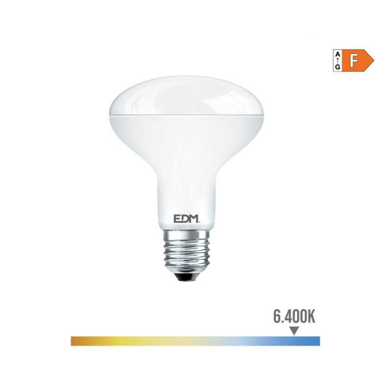 Bombilla reflectora led r80 e27 10 w 932 lm 6400 k luz fria ø8 x 11 cm Bombilla reflectora led r80 e27 10 w 932 lm 6400 k luz fria ø8 x 11 cm
