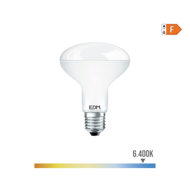 Bombilla reflectora led r90 e27 12 w 1154 lm 6400 k luz fria ø9 x 12,1 cm Bombilla reflectora led r90 e27 12 w 1154 lm 6400 k luz fria ø9 x 12,1 cm