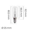 Bombilla incandescente tubular transparente 25 w e14