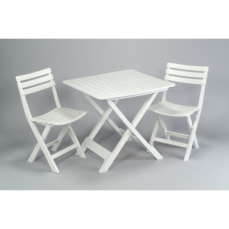 Set jardin mesa y dos sillas plegables blanco Set jardin mesa y dos sillas plegables blanco