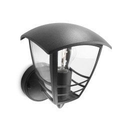Aplique 1 x 60 w modelo creek negro 20 x 3,5 x 17,5 cm