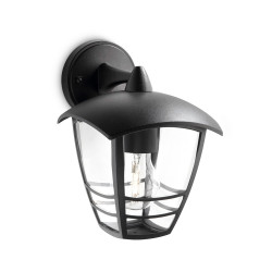 Aplique 1 x 60 w modelo creek negro 20 x 24 x 17,5 cm