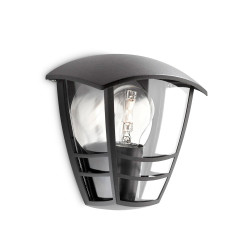 Aplique 1 x 60 w modelo creek negro 13 x 19,5 x 18 cm
