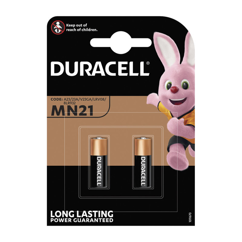 Pila alkalina duracell segurity mn21 12v (23a) mando a distancia (blister 2 unid.) ø10,3x28,5mm Pila alkalina duracell segurity mn21 12v (23a) mando a distancia (blister 2 unid.) ø10,3x28,5mm