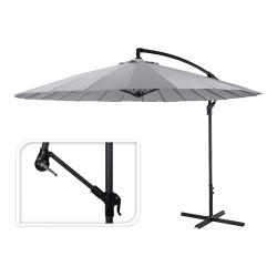 Parasol excéntrico gris 180 gr / m² altura maxima 3 m ø300 cm