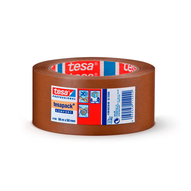 Cinta de embalar pvc rugoso marron 66m x 50mm 4100 tesa Cinta de embalar pvc rugoso marron 66m x 50mm 4100 tesa