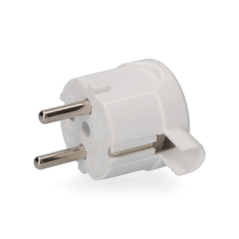 Clavija 2p+t tipo f t/tl salida lateral 4,8mm 16a 250v blanca Clavija 2p+t tipo f t/tl salida lateral 4,8mm 16a 250v blanca