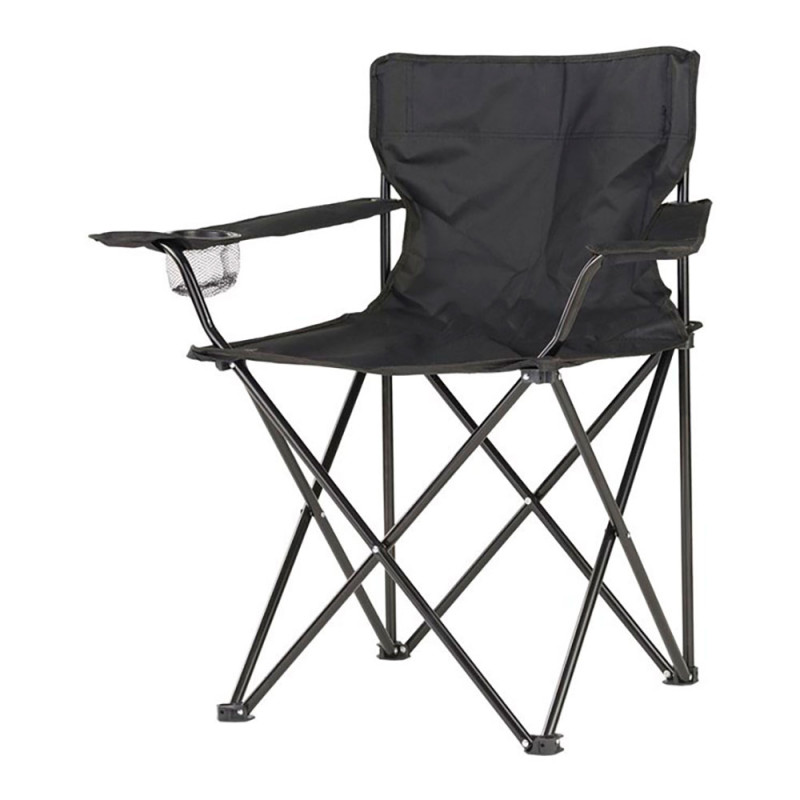 Silla plegable de camping 80x83,5x51cm color negro Silla plegable de camping 80x83,5x51cm color negro