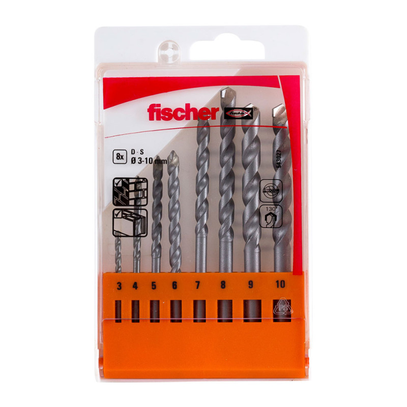 Pack 8 brocas percusion s ø3/4/5/6/7/8/9/10mm 543027 fischer Pack 8 brocas percusion s ø3/4/5/6/7/8/9/10mm 543027 fischer