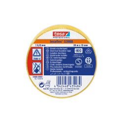Cinta aislante homologada amarilla 20 m x 19 mm