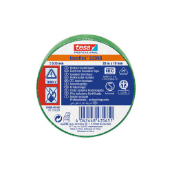 Cinta aislante homologada verde 20 m x 19 mm