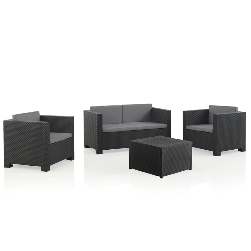 Conjunto jardin diva tropea grafit 4 piezas antracita + cojines Conjunto jardin diva tropea grafit 4 piezas antracita + cojines