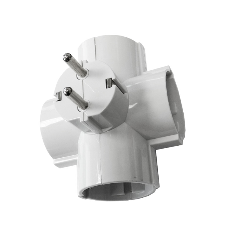 Adaptador cuádruple 2p+t, 16a 250v~ entrada lateral, blanco (retractilado) Adaptador cuádruple 2p+t, 16a 250v~ entrada lateral, blanco (retractilado)