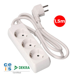 Prolongador con 3 tomas 2p+t, 16 a 250 v de cable h05vv-f 3g 1,5 m