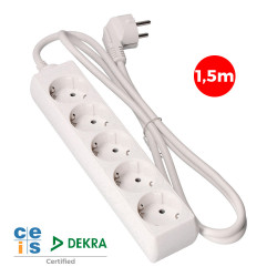 Prolongador con 5 tomas 2p+t, 16 a 250 v de cable h05vv-f 3g 1,5 m