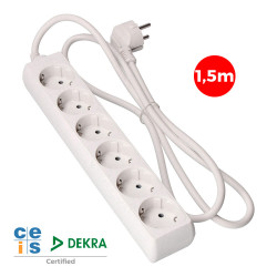 Prolongador con 6 tomas 2p+t, 16 a 250 v de cable h05vv-f 3g 1,5 m