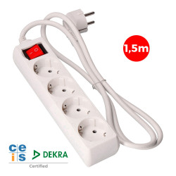 Prolongador con 4 tomas 2p+t, 16 a 250 v de cable h05vv-f 3g 1,5 m