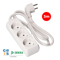 Prolongador con 3 tomas 2p+t, 16 a 250 v de cable h05vv-f 3g 3 m