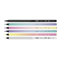 Caja con 6 lápices de colores mina gruesa sunset milan