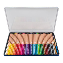 Caja metálica con 36 lápices de colores acuarelables mina gruesa ø3,5mm hexagonales + pincel milan