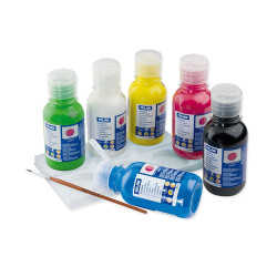 Caja con 6 botellas de 125ml de témpera colores surtidos milan