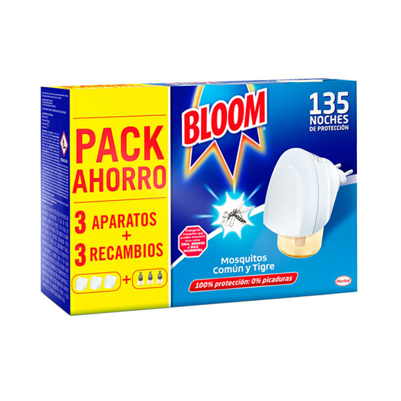 Pack ahorro insect bloom 3 unid. aparato+3 recambios mosquitos común y tigre Pack ahorro insect bloom 3 unid. aparato+3 recambios mosquitos común y tigre