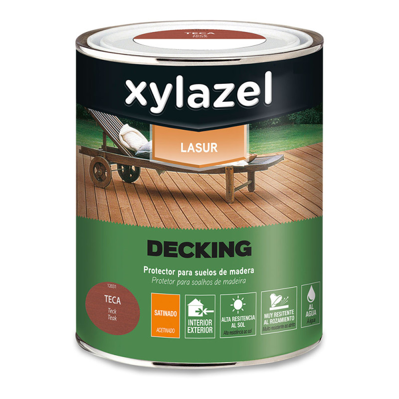 Xylazel protector de suelos de madera al agua de larga duración decking teca 0,750l Xylazel protector de suelos de madera al agua de larga duración decking teca 0,750l
